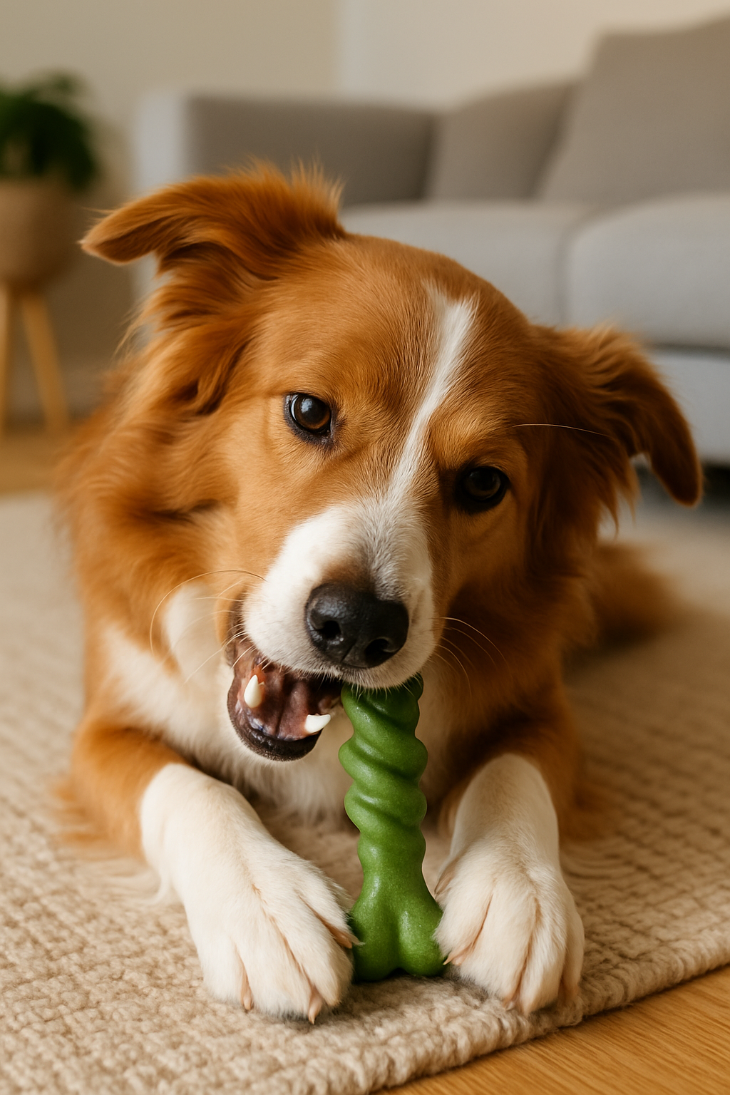 Dog chewing Zero’s Stash dental treat for cleaner teeth